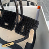 BIRKIN 30 TOUCH SHINY (LISSE) NILOTICUS CROCODILE LEATHER & TOGO LEATHER NOIR WITH GOLD HARDWARE (GHW)