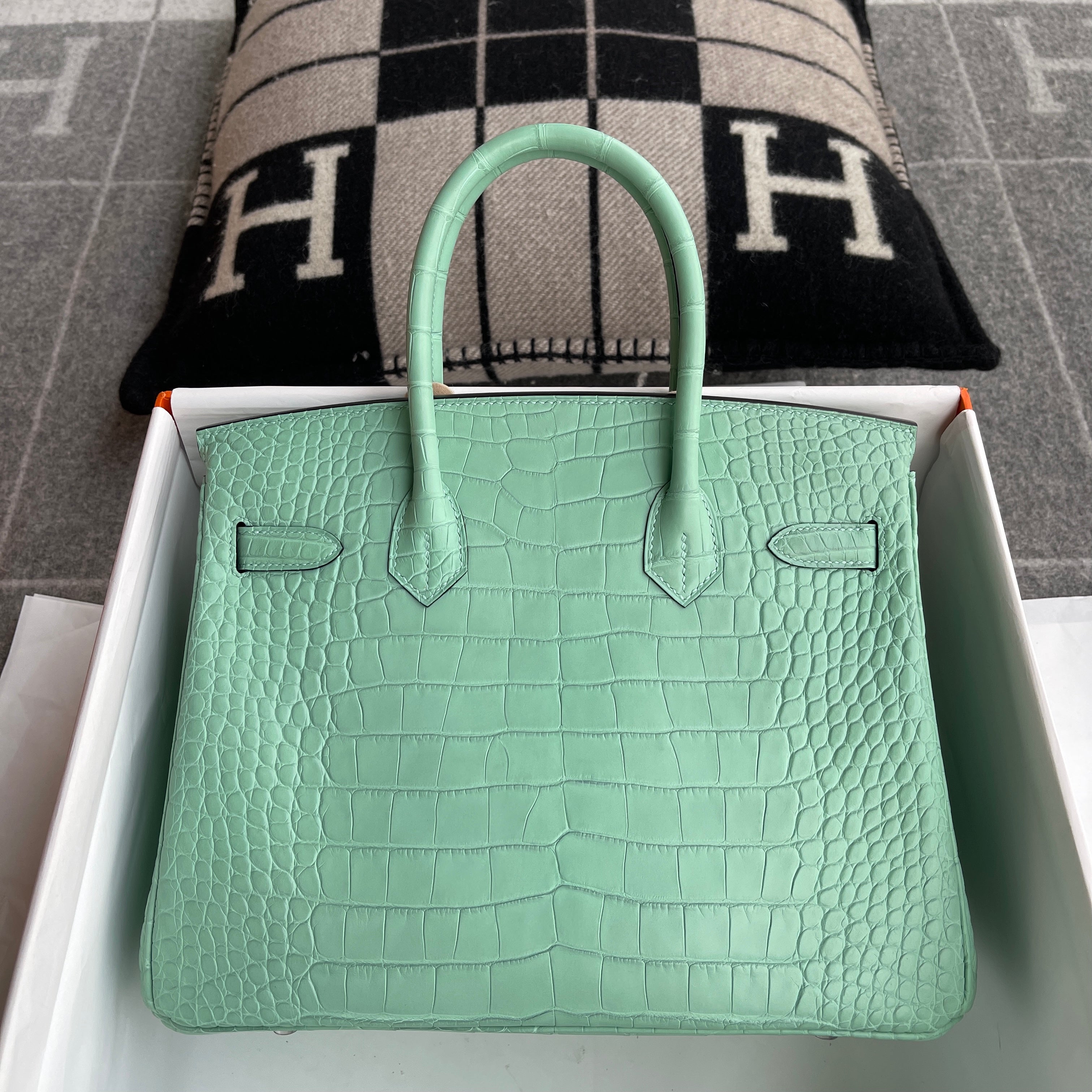 BIRKIN 30 MATTE MISSISSIPPIENSIS ALLIGATOR LEATHER VERT D'EAU WITH PALLADIUM HARDWARE (PHW)