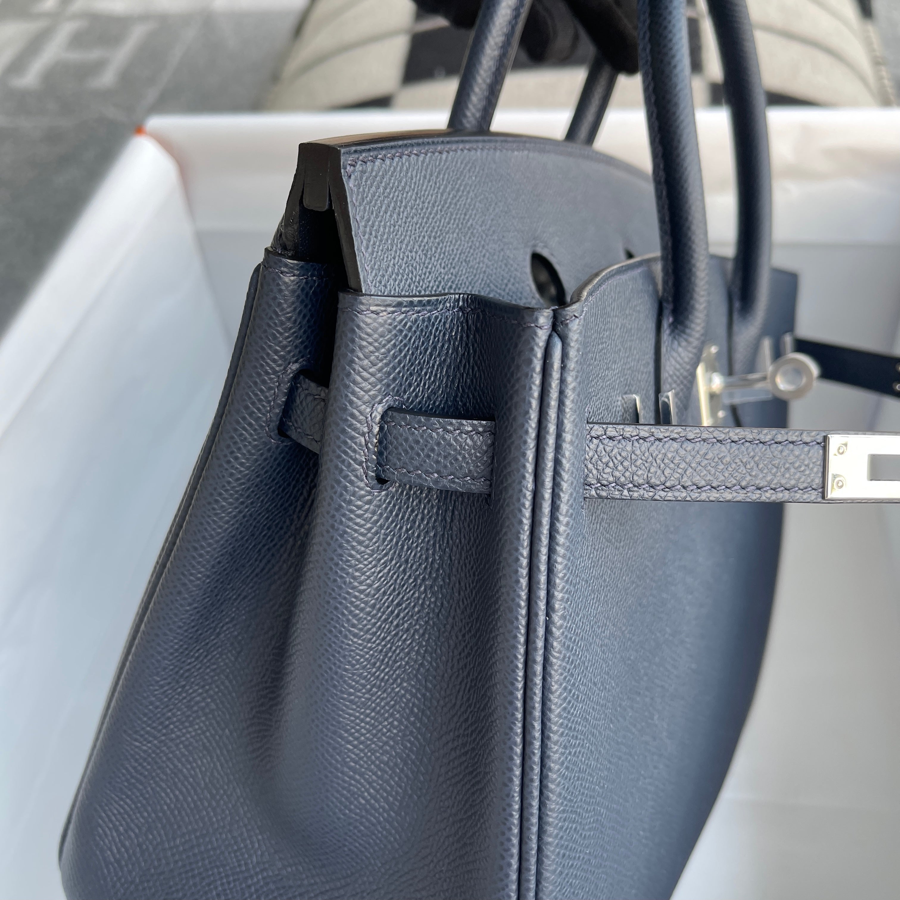 BIRKIN 25 EPSOM LEATHER BLEU NUIT WITH PALLADIUM HARDWARE (PHW)