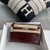 KELLY POCHETTE SHINY (LISSE) MISSISSIPPIENSIS ALLIGATOR LEATHER BORDEAUX WITH PALLADIUM HARDWARE (PHW)