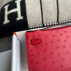 KELLY POCHETTE OSTRICH LEATHER ROUGE VIF WITH GOLD HARDWARE (GHW)