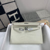 KELLY POCHETTE MATTE MISSISSIPPIENSIS ALLIGATOR LEATHER BETON WITH PALLADIUM HARDWARE (PHW)