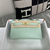 KELLY POCHETTE MATTE MISSISSIPPIENSIS ALLIGATOR LEATHER VERT D'EAU WITH GOLD HARDWARE (GHW)