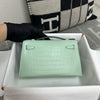 KELLY POCHETTE MATTE MISSISSIPPIENSIS ALLIGATOR LEATHER VERT D'EAU WITH GOLD HARDWARE (GHW)