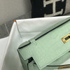 KELLY POCHETTE MATTE MISSISSIPPIENSIS ALLIGATOR LEATHER VERT D'EAU WITH GOLD HARDWARE (GHW)