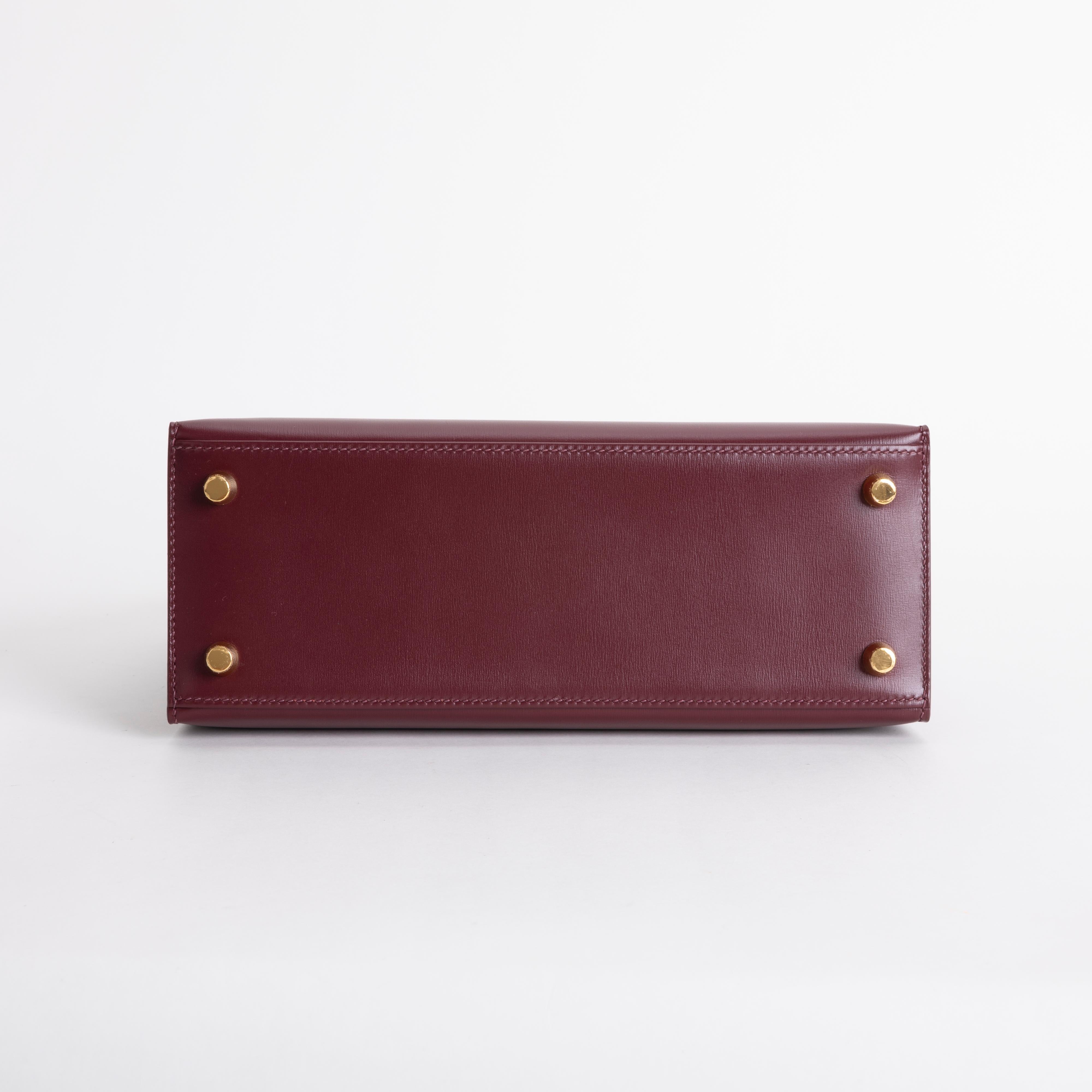 KELLY 25 BOX LEATHER BORDEAUX WITH GOLD HARDWARE (GHW)