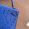 MINI KELLY II (20) OSTRICH LEATHER BLEU ZELLIGE WITH PALLADIUM HARDWARE (PHW)