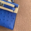 MINI KELLY II (20) OSTRICH LEATHER BLEU ZELLIGE WITH PALLADIUM HARDWARE (PHW)