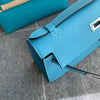 KELLY POCHETTE SWIFT LEATHER BLEU DU NORD WITH PALLADIUM HARDWARE (PHW)