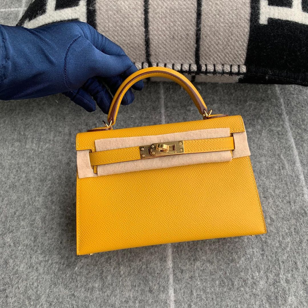 MINI KELLY II (20) EPSOM LEATHER JAUNE AMBRE WITH GOLD HARDWARE (GHW)