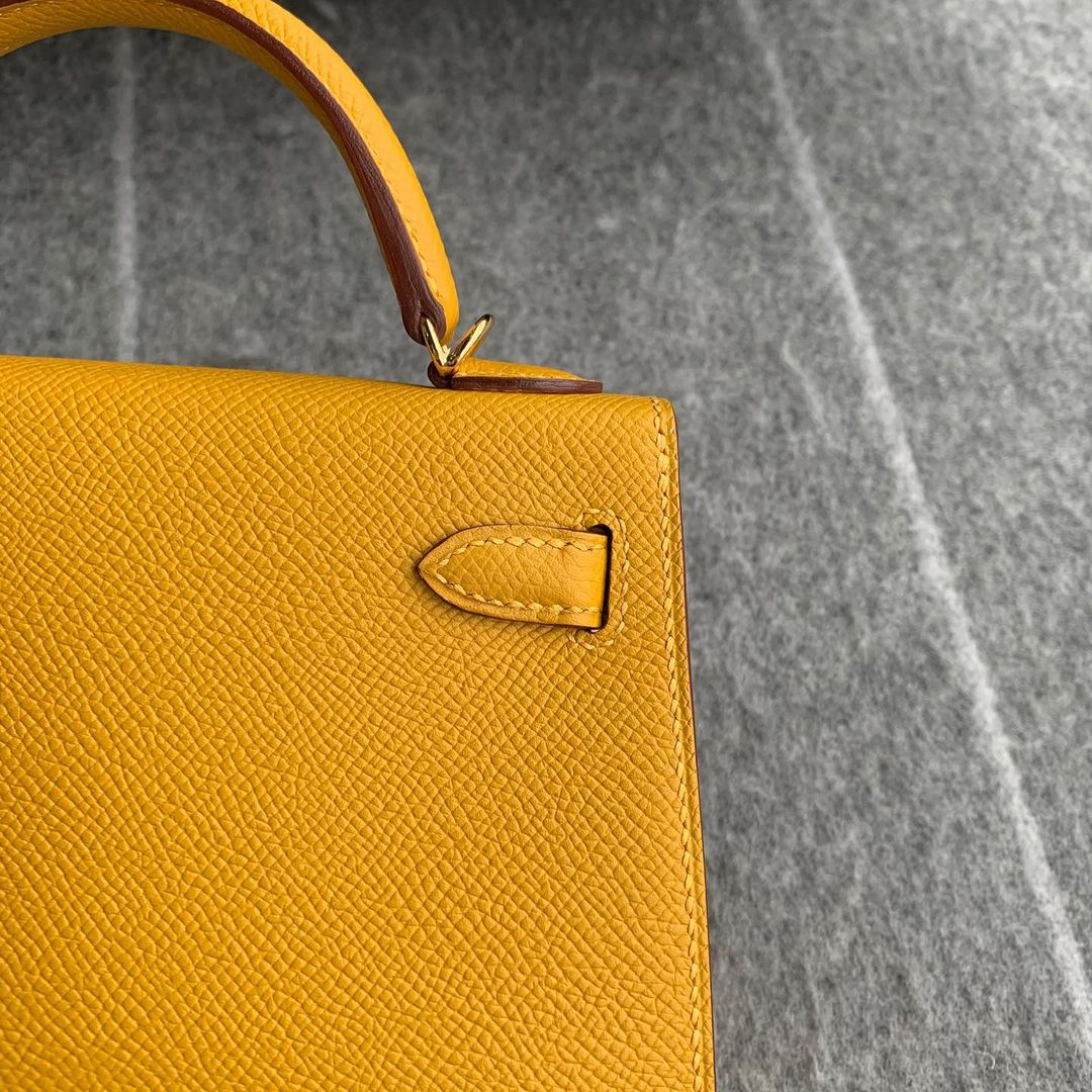 MINI KELLY II (20) EPSOM LEATHER JAUNE AMBRE WITH GOLD HARDWARE (GHW)