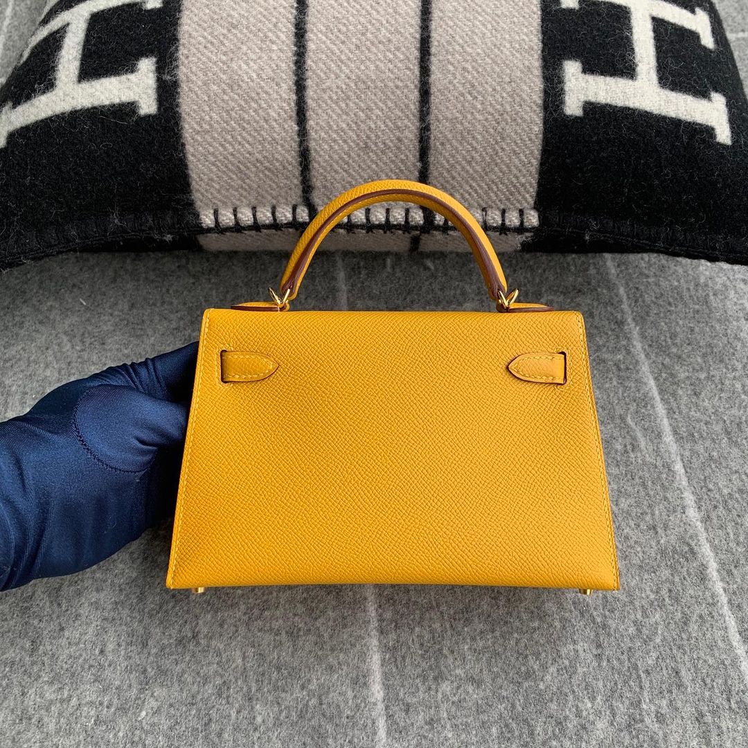 MINI KELLY II (20) EPSOM LEATHER JAUNE AMBRE WITH GOLD HARDWARE (GHW)