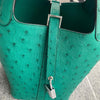 PICOTIN 18 LOCK OSTRICH LEATHER VERT VERTIGO WITH PALLADIUM HARDWARE (PHW)