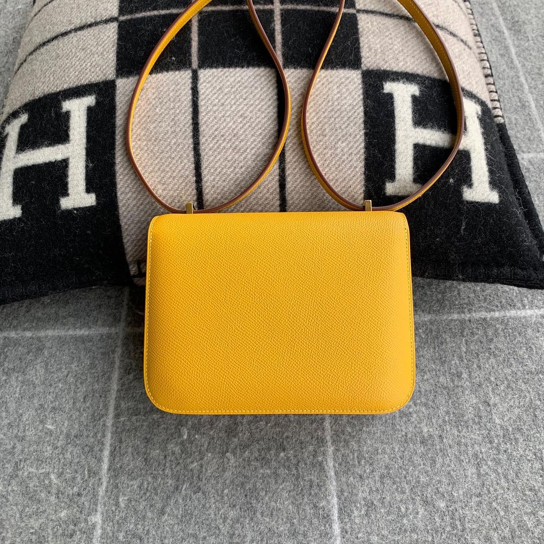 CONSTANCE 18 (MINI) EPSOM LEATHER JAUNE AMBRE WITH GOLD HARDWARE (GHW)