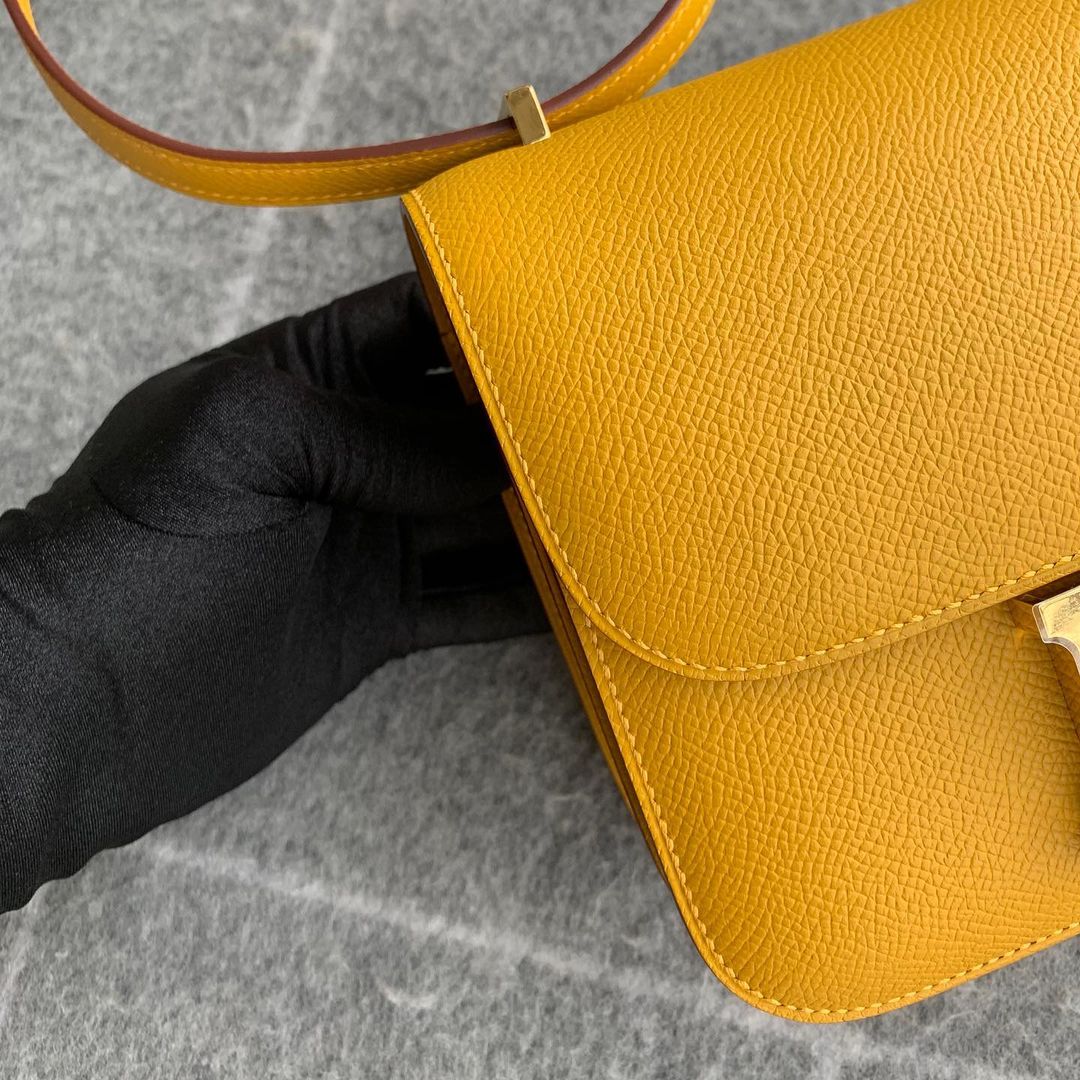 CONSTANCE 18 (MINI) EPSOM LEATHER JAUNE AMBRE WITH GOLD HARDWARE (GHW)