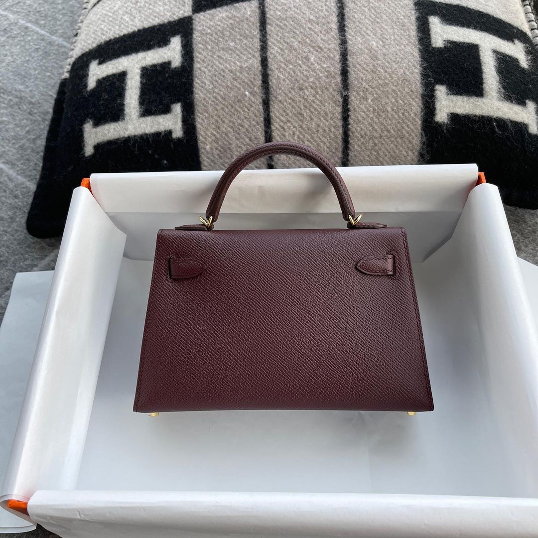 MINI KELLY II (20) EPSOM LEATHER BORDEAUX WITH GOLD HARDWARE (GHW)