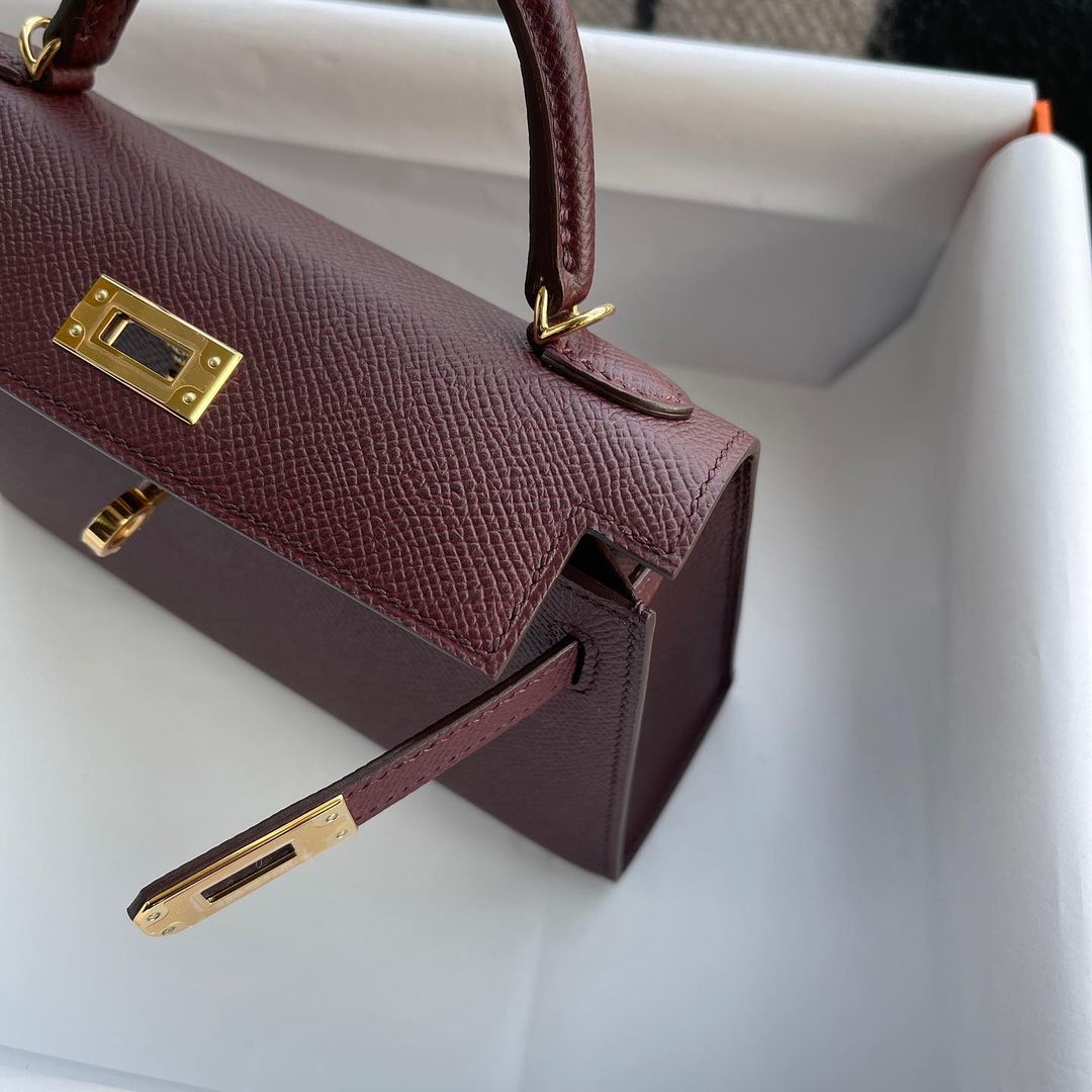 MINI KELLY II (20) EPSOM LEATHER BORDEAUX WITH GOLD HARDWARE (GHW)