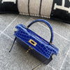 MINI KELLY II (20) SHINY MISSISSIPPIENSIS ALLIGATOR LEATHER BLUE ELECTRIC WITH GOLD HARDWARE (GHW)