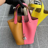 PICOTIN 18 LOCK CLEMENCE LEATHER BI-COLOR ROSE AZALEE & SESAME WITH PALLADIUM HARDWARE (PHW)