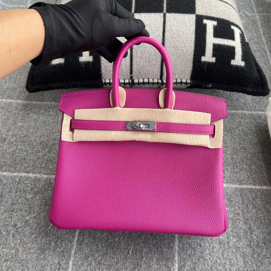 BIRKIN 25 TOGO LEATHER ROSE POURPRE EITH PALLADIUM HARDWARE (PHW)