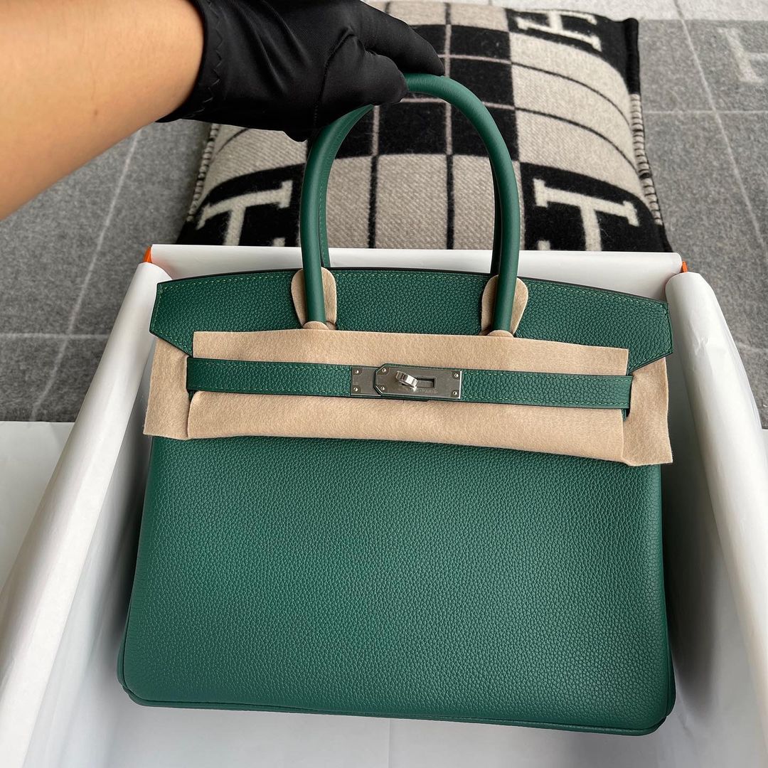 BIRKIN 30 TOGO LEATHER MALACHITE WITH PALLADIUM HARDWARE (PHW)