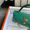 MINI KELLY II (20) OSTRICH LEATHER VERT VERTIGO WITH GOLD HARDWARE (GHW)