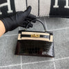 MINI KELLY II (20) SHINY MISSISSIPPIENSIS ALLIGATOR LEATHER NOIR (BLACK) WITH GOLD HARDWARE (GHW)