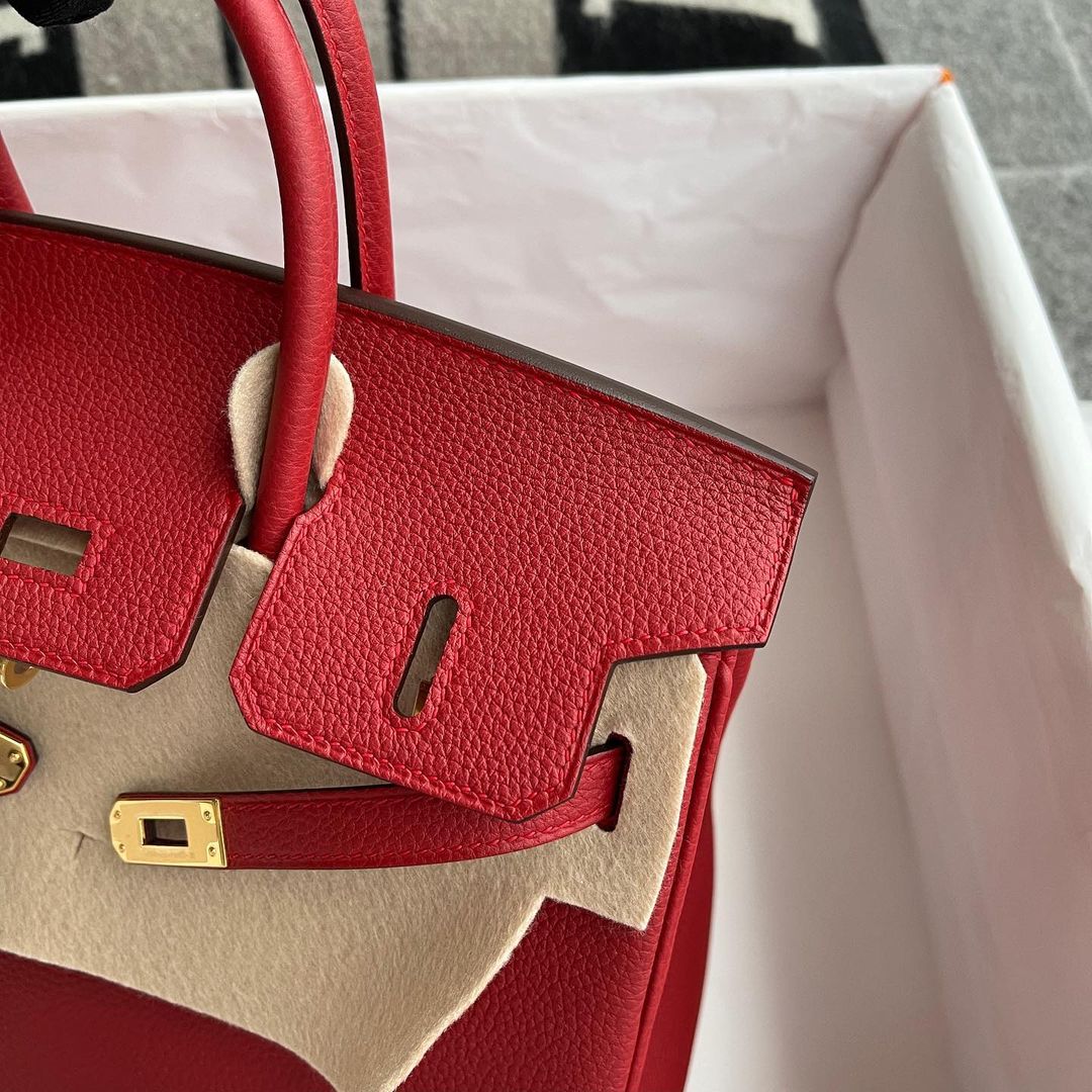 BIRKIN 25 TOGO LEATHER ROUGE CASAQUE WITH GOLD HARDWARE (GHW)