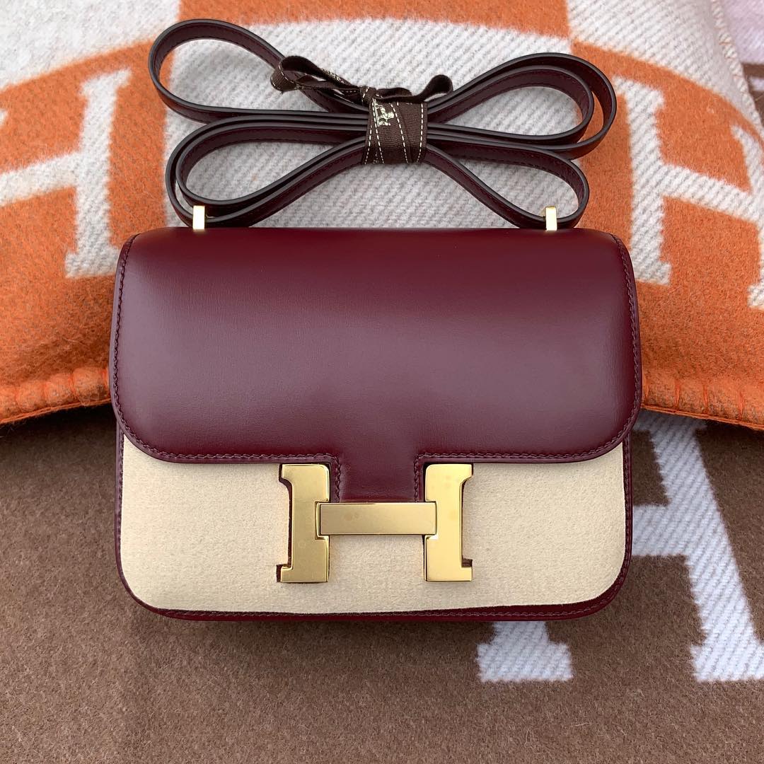 CONSTANCE 18 (MINI) SWIFT LEATHER BORDEAUX WITH GOLD HARDWARE (GHW)