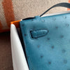 KELLY POCHETTE OSTRICH LEATHER BLEU JEAN WITH GOLD HARDWARE (GHW)