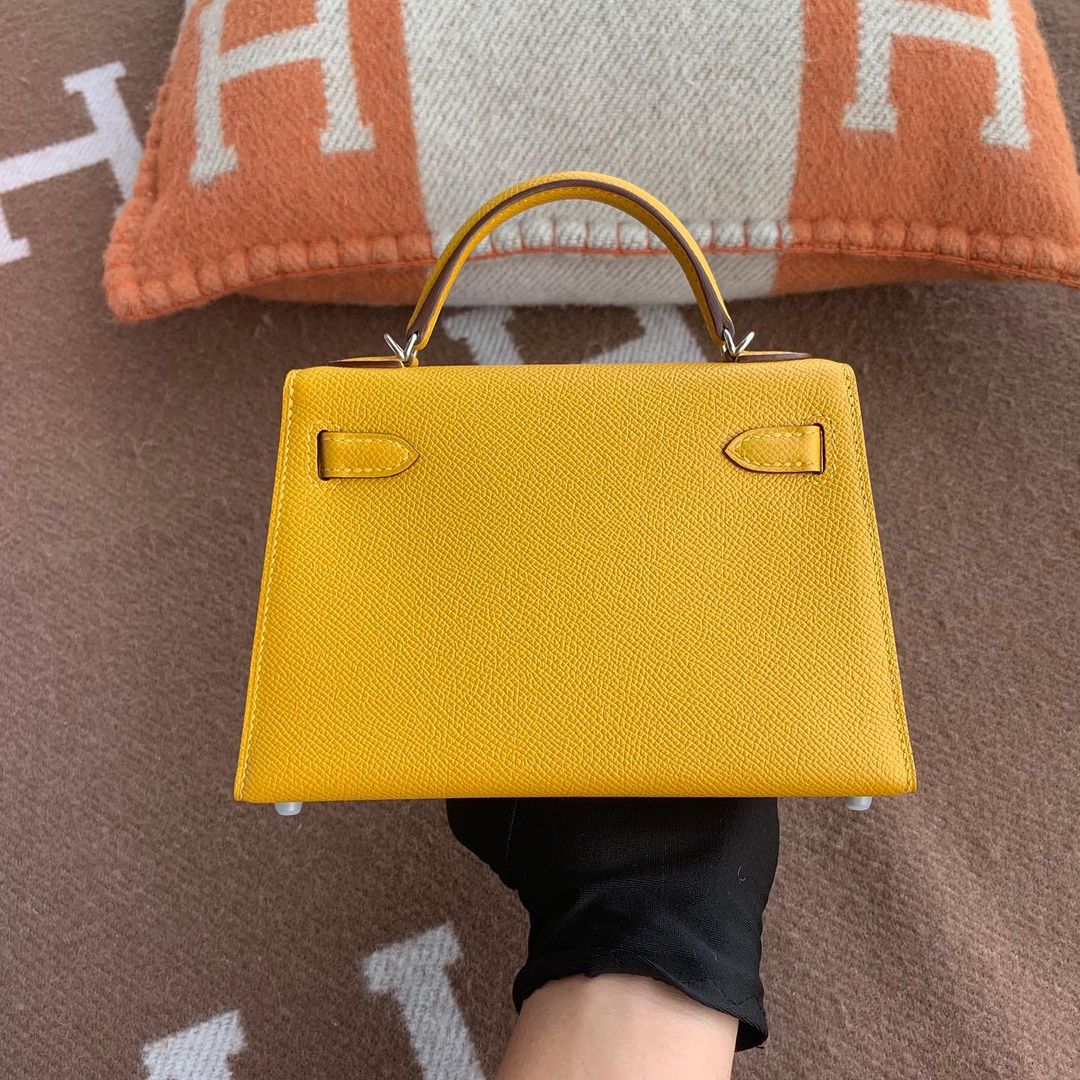 MINI KELLY II (20) EPSOM LEATHER JAUNE AMBRE WITH PALLADIUM HARDWARE (PHW)