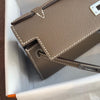 KELLY POCHETTE EPSOM LEATHER ETOUPE WITH PALLADIUM HARDWARE (PHW)