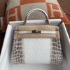 KELLY 25 BLANC HIMALAYAN (HIMALAYA) CROCODILE LEATHER WITH PALLADIUM HARDWARE (PHW)