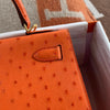 KELLY 28 OSTRICH LEATHER TANGERINE (ORANGE) WITH GOLD HARDWARE (GHW)