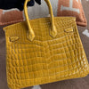 BIRKIN 25 SHINY NILOTICUS CROCODILE LEATHER JAUNE AMBRE WITH GOLD HARDWARE (GHW)