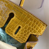 BIRKIN 25 SHINY NILOTICUS CROCODILE LEATHER JAUNE AMBRE WITH GOLD HARDWARE (GHW)