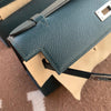 KELLY POCHETTE EPSOM LEATHER VERT CYPRESS  WITH PALLADIUM HARDWARE (PHW)