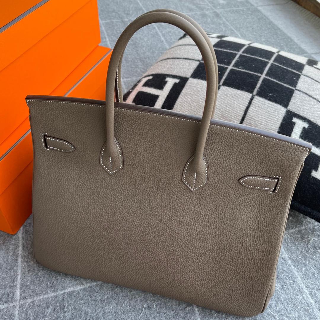 BIRKIN 35 TOGO LEATHER ETOUPE PALLADIUM HARDWARE (PHW)