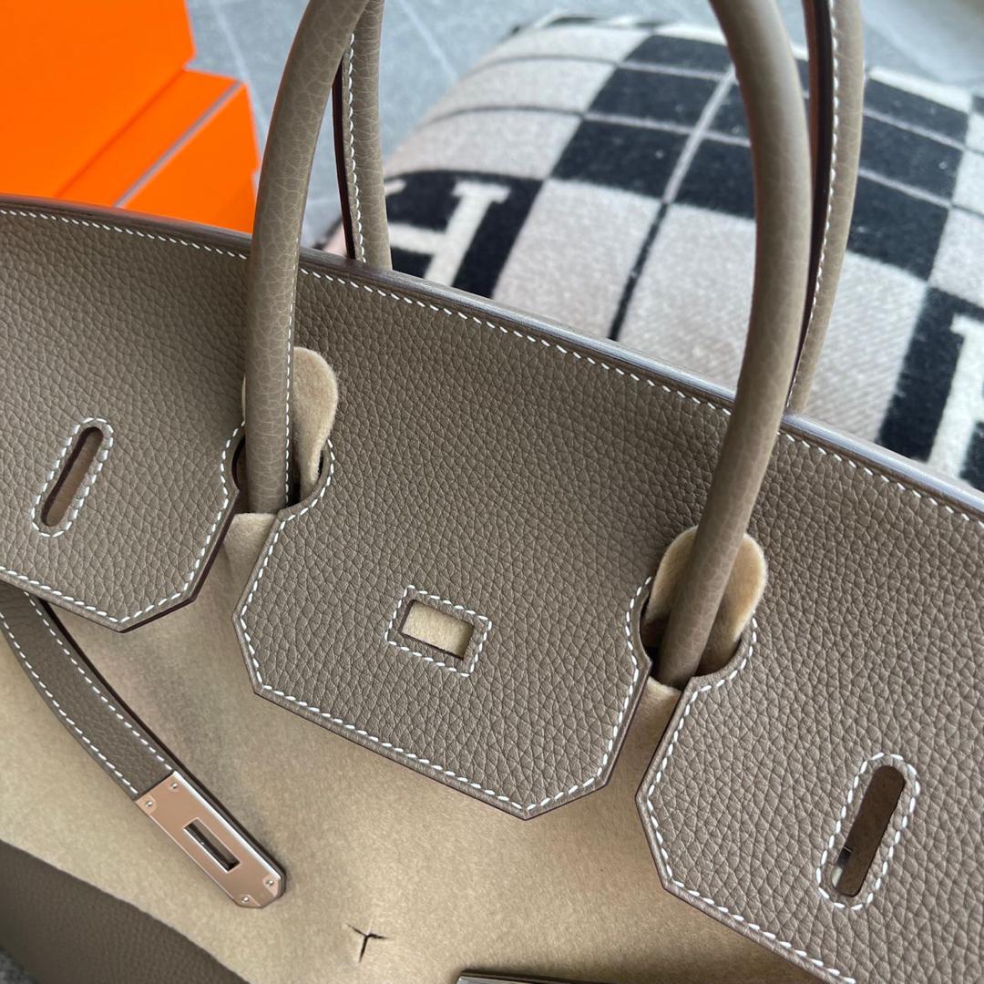 BIRKIN 35 TOGO LEATHER ETOUPE PALLADIUM HARDWARE (PHW)