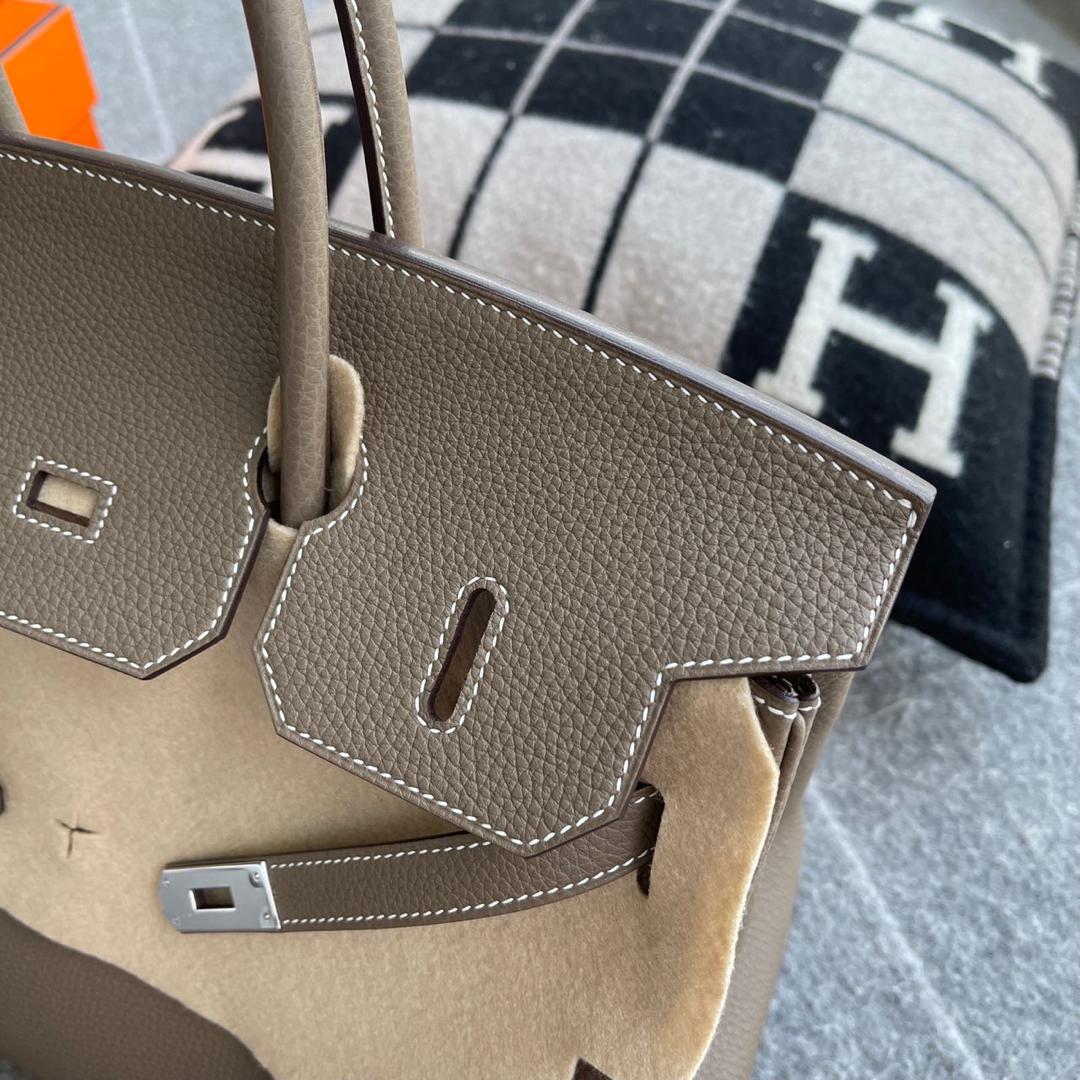 BIRKIN 35 TOGO LEATHER ETOUPE PALLADIUM HARDWARE (PHW)