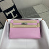 KELLY POCHETTE SWIFT LEATHER ROSE MAUVE SYLVESTRE WITH PALLADIUM HARDWARE (PHW)