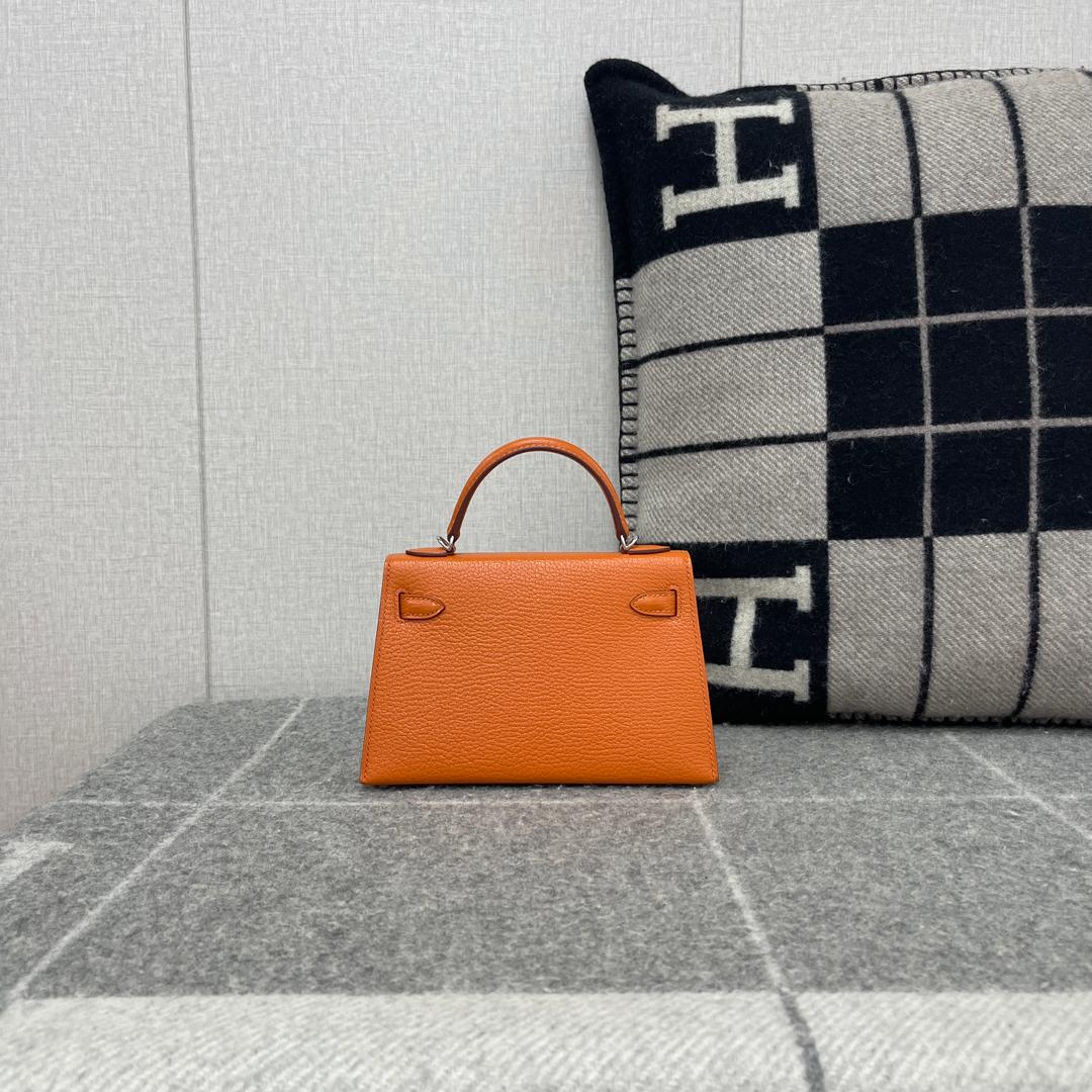 MINI KELLY II (20) CHEVRE LEATHER ORANGE WITH PALLADIUM HARDWARE (PHW)